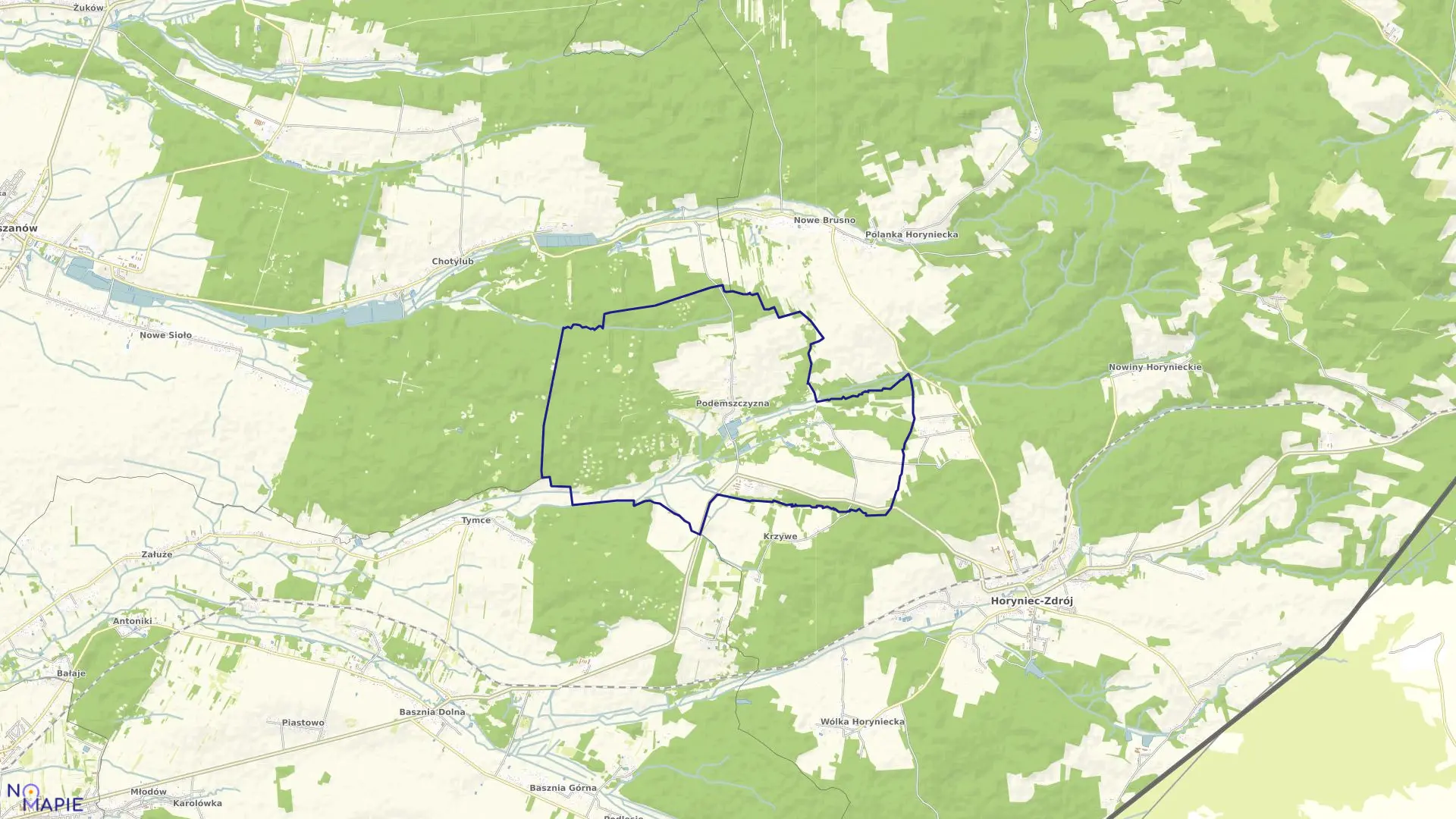 Mapa obrębu Podemszczyzna w gminie Horyniec-Zdrój