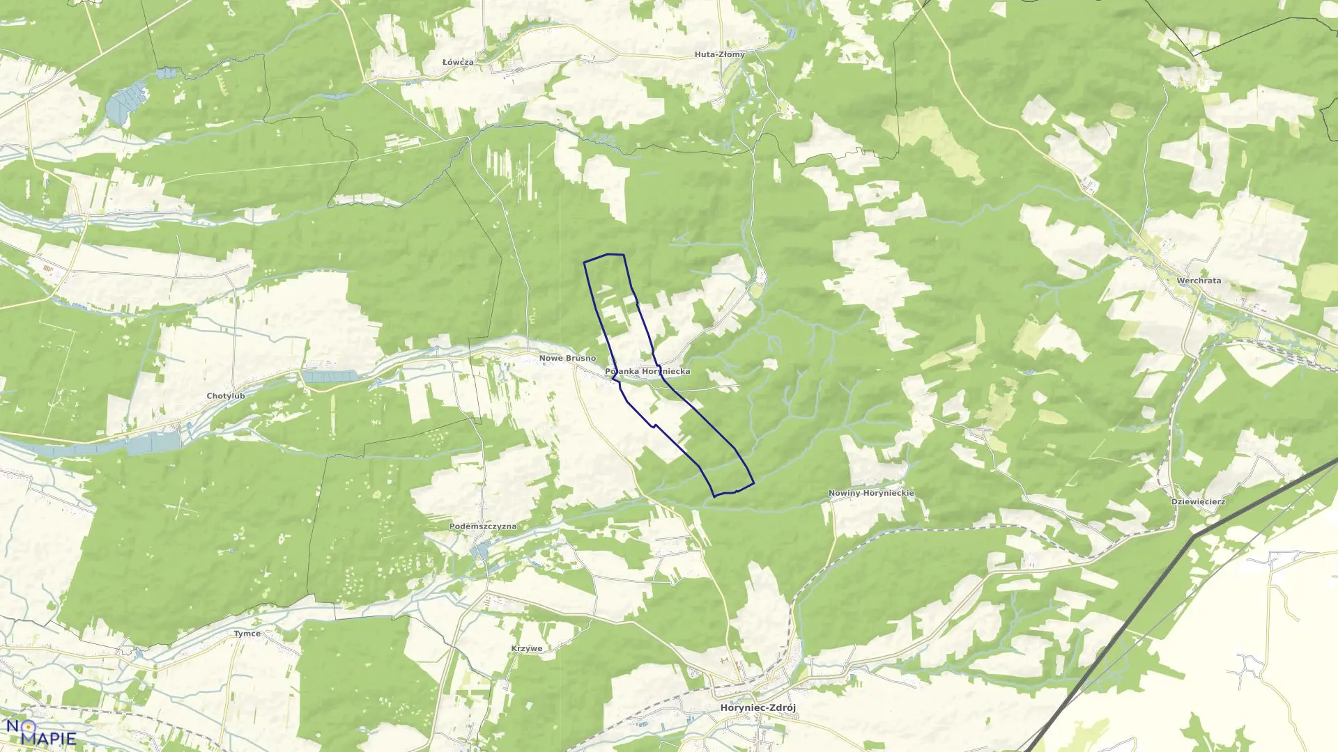 Mapa obrębu Polanka Horyniecka w gminie Horyniec-Zdrój