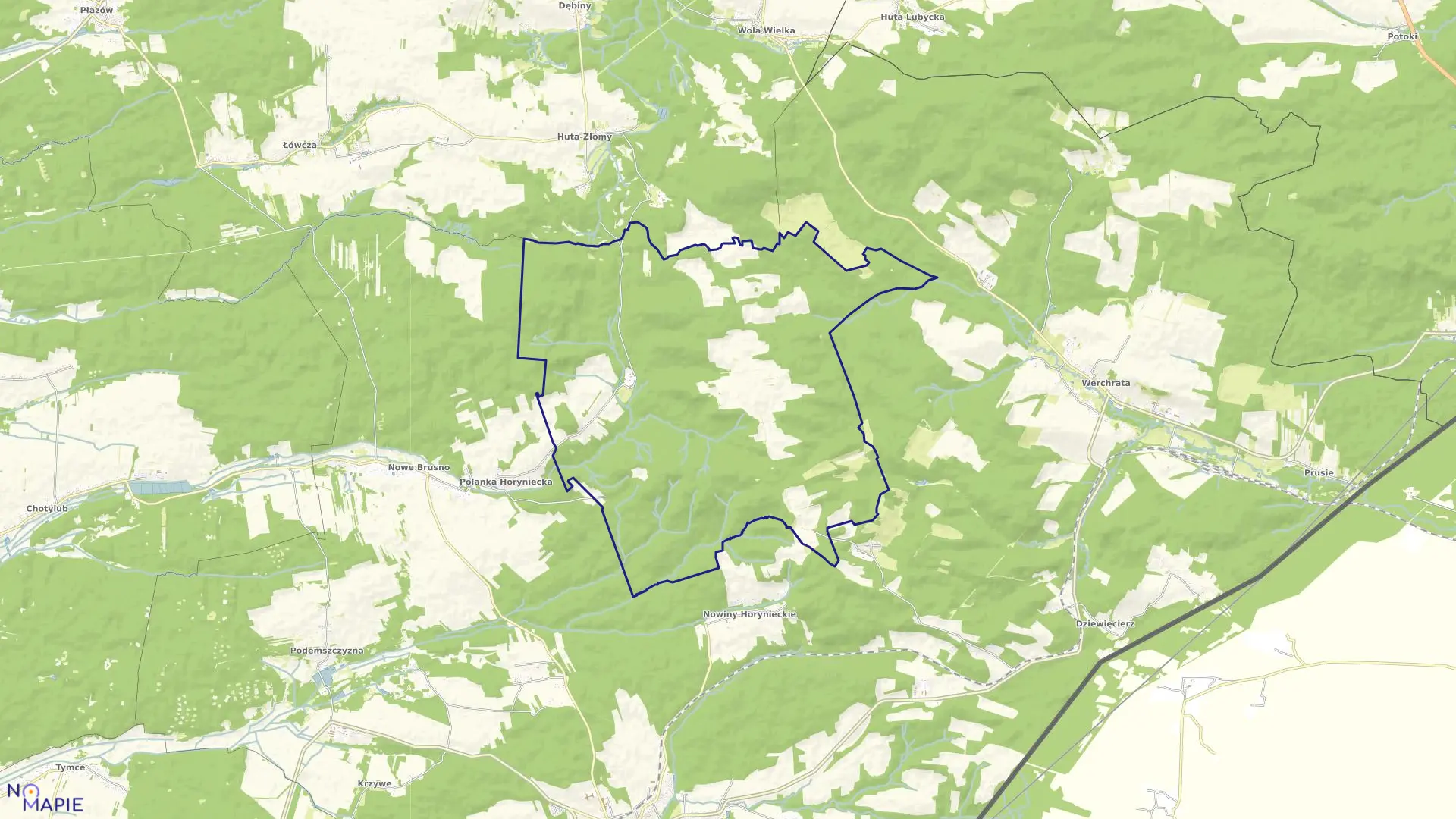 Mapa obrębu Stare Brusno w gminie Horyniec-Zdrój